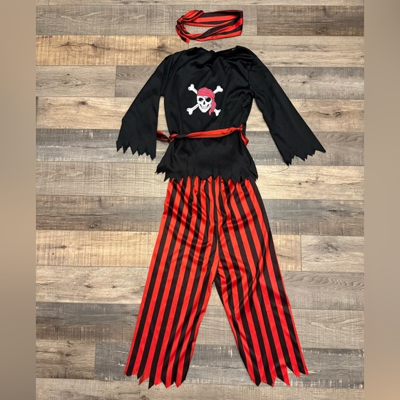 Kids Pirate Costume - Black and Red Stripes - Picture 1 of 4